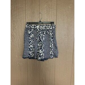 Angie Mixed Floral Print Flowy Embroidered Shorts Size Large NWT Blue White‎